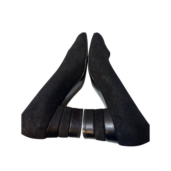 Vintage Ferragamo Black Geometric Textured Heeled Pumps Size 7 - Picture 7 of 7